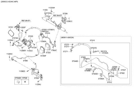 2009 Kia Sportage  Hose-Return Diagram for 575642E000