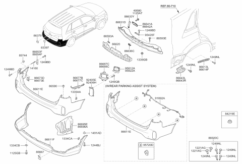 2013 Kia Sorento  Beam-Rear Bumper Diagram for 866311U500