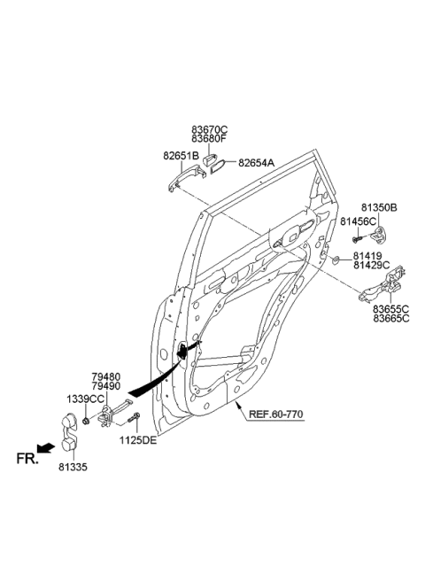 2013 Kia Sorento  Checker Assembly-Rear Door Diagram for 794802P500