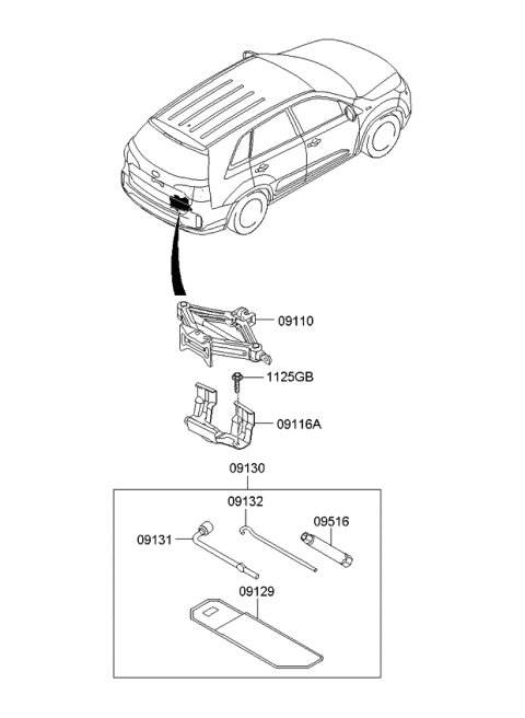 2013 Kia Sorento  Jack Assembly Diagram for 091102P000