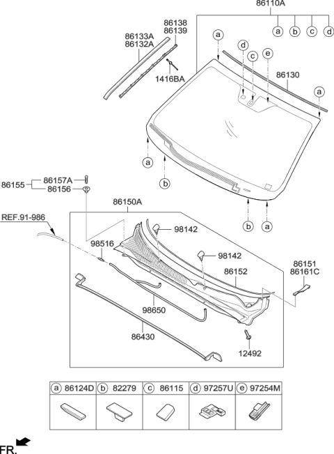 2014 Kia Sorento  Strip-Cowl Top Cover Diagram for 861521U500