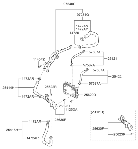 2013 Kia Sorento  Hose Assembly-ATF OUTL Diagram for 973242W100