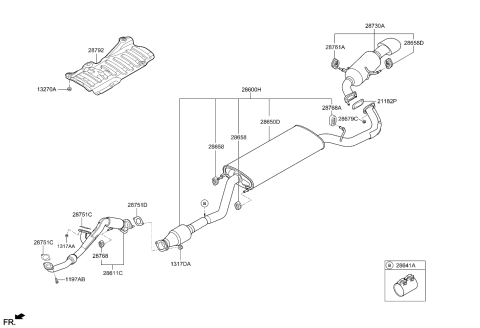 2013 Kia Sorento  Center Muffler Complete Diagram for 286001U200