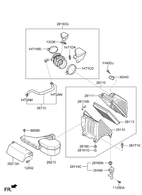 2014 Kia Sorento  Bracket Assembly-Air Cleaner Diagram for 281662W100