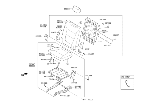 2013 Kia Sorento  Rear Seat Back Covering, Right Diagram for 892601U600BD6