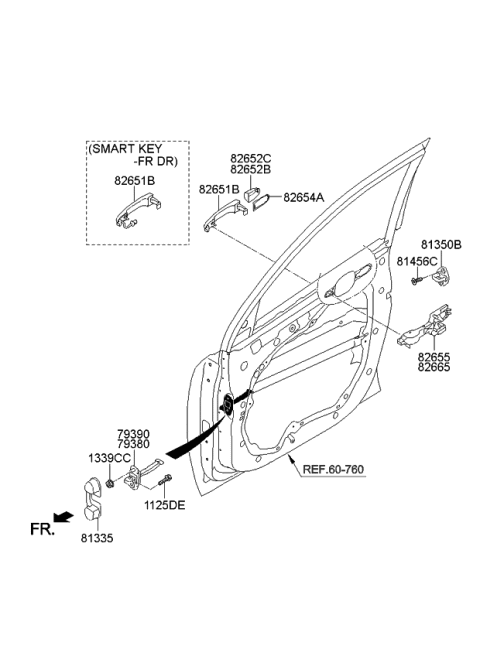 2013 Kia Sorento  Cover-Front Door Outside Handle Diagram for 826521U030