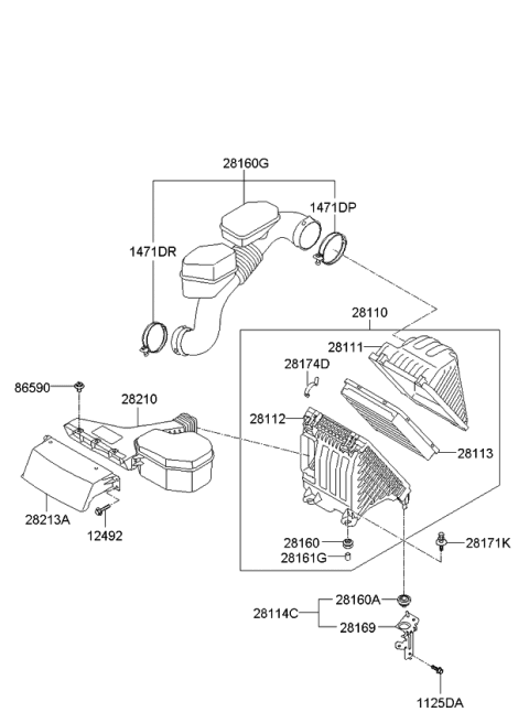 2013 Kia Sorento  Air Cleaner Assembly Diagram for 281104Z200