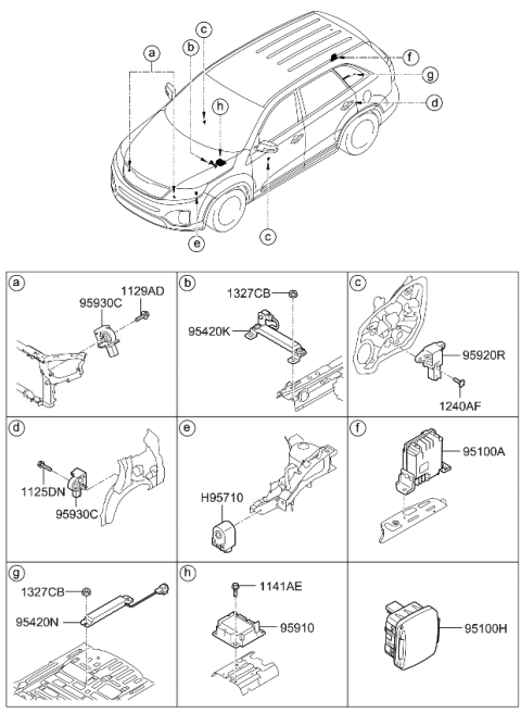 2014 Kia Sorento  Air Bag Control Module Assembly Diagram for 959101U180