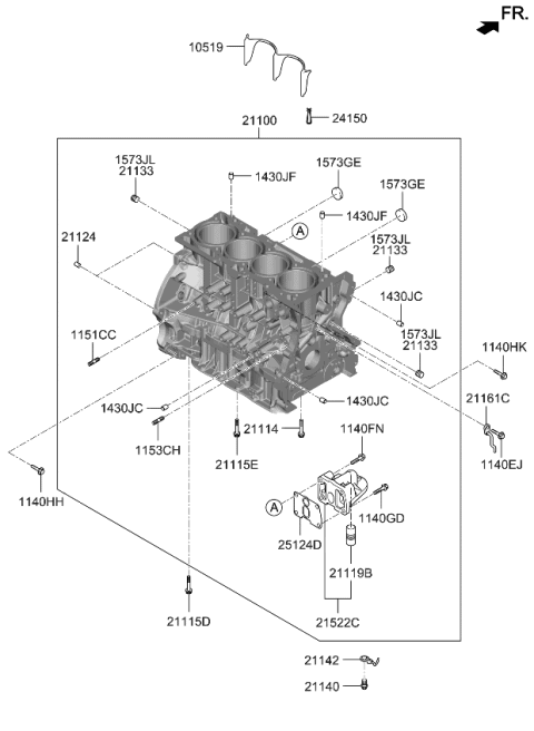 2012 Kia Optima  Block Assembly-Cylinder Diagram for 211002G702
