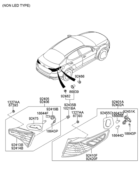 2013 Kia Optima  Lens & Housing-Rear Combination Diagram for 924112T010