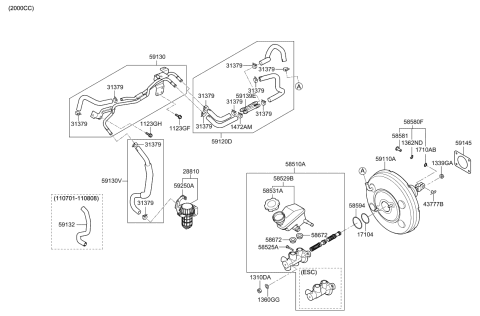2011 Kia Optima  Hose Assembly-Vacuum Diagram for 591323Q500