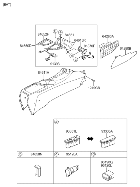 2011 Kia Optima Console-Floor Diagram for 846112T200VA