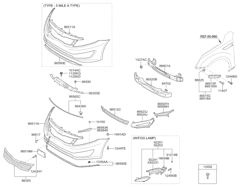 2012 Kia Optima Bracket-Front Bumper Side Diagram for 865142T500