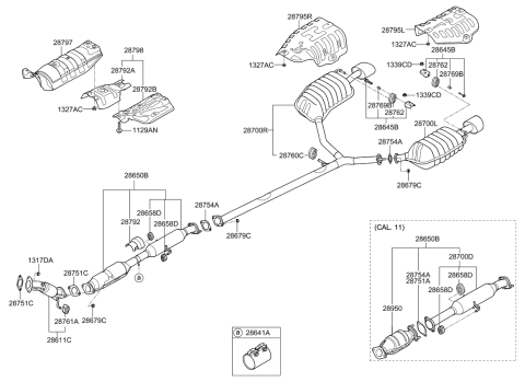 2013 Kia Optima  Center Exhaust Pipe Diagram for 286002T240