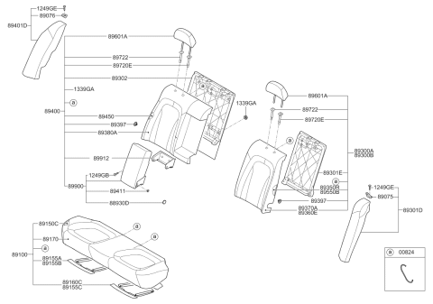 2011 Kia Optima  Pad Assembly-Rear Seat Diagram for 894502T710