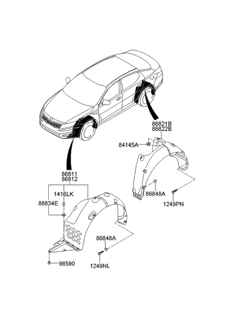 2012 Kia Optima  Guard Assembly-Rear Wheel Diagram for 868222T200