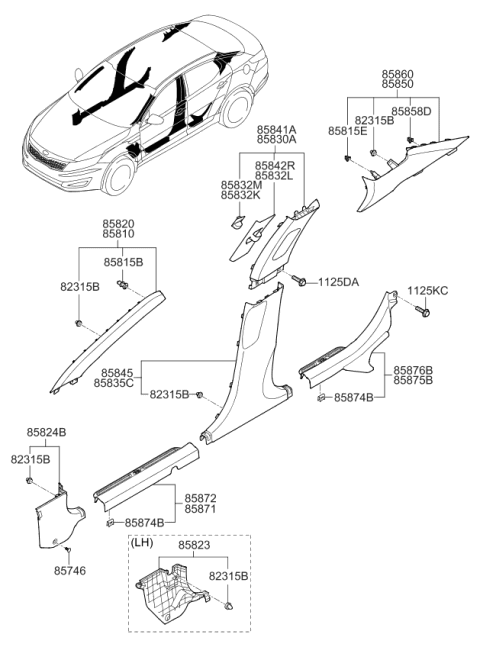 2013 Kia Optima Cover Assembly-Height ADJUSTER Diagram for 858332T00087