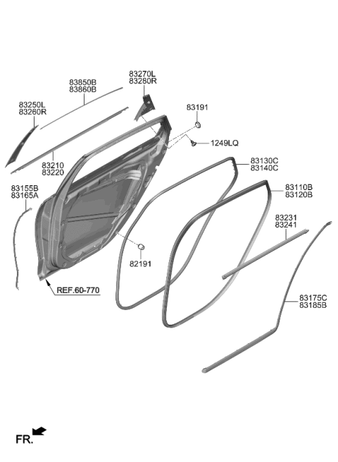 2019 Kia K900  MOULDING Assembly-Rr Dr Diagram for 83850J6000