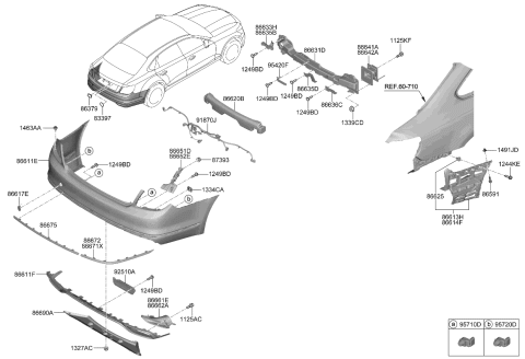 2020 Kia K900  Stay-Rr Bumper RH Diagram for 86642J6000