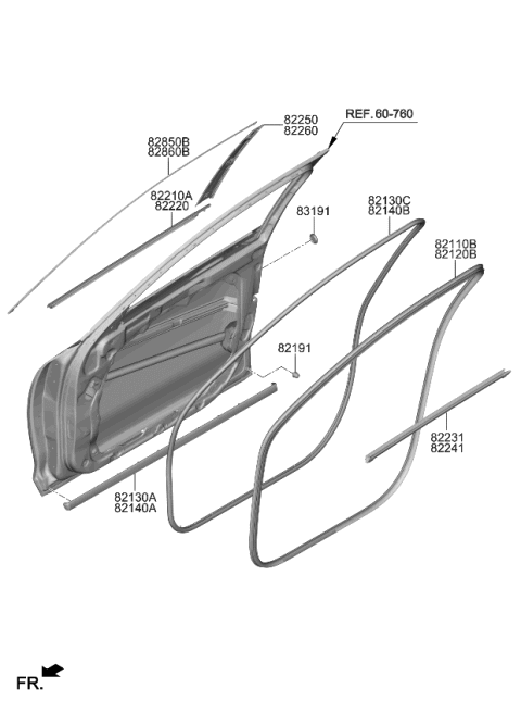 2020 Kia K900  GARNISH Assembly-Dr FRAM Diagram for 82260J6000