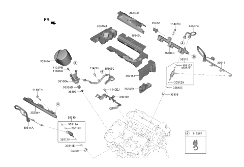 2019 Kia K900  Fuel Rail, LH Diagram for 353043L100