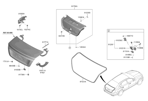 2019 Kia K900  LATCH ASSY-POWER TRU Diagram for 81231J6010