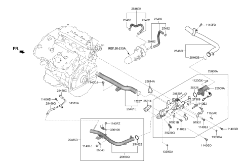 2020 Kia K900  Gasket-Thermostat Case Diagram for 256143L150