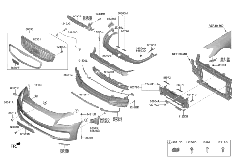 2019 Kia K900  Air Duct-Fr Bumper, L Diagram for 86573J6000