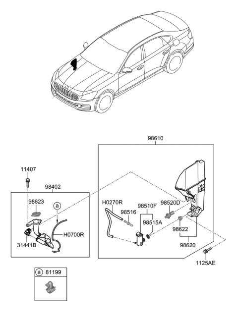 2019 Kia K900  Reservoir & Pump Assembly Diagram for 98610J6000