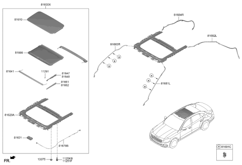 2019 Kia K900  Clip-SUNROOF Drain H Diagram for 81693J6000