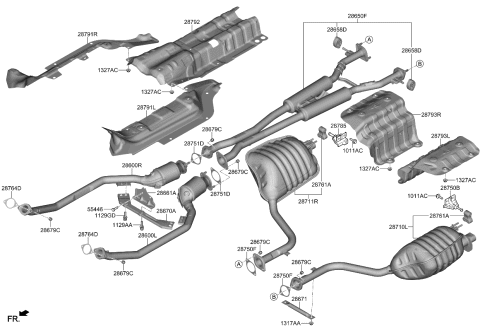 2019 Kia K900  Center Muffler Assembly Diagram for 28650J6310