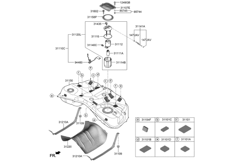 2019 Kia K900  Fuel Pump Sender Assembly Diagram for 94460D2600