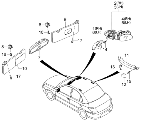 2003 Kia Rio  Screw Diagram for 0K2AT69475