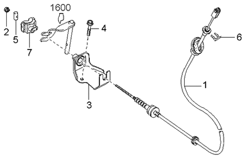 2002 Kia Rio Bracket-Cable Diagram for KK38841160B