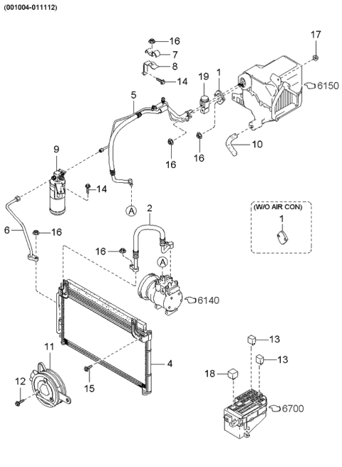 2000 Kia Rio Cooler Pipe No.2 Diagram for 0K30A61462E