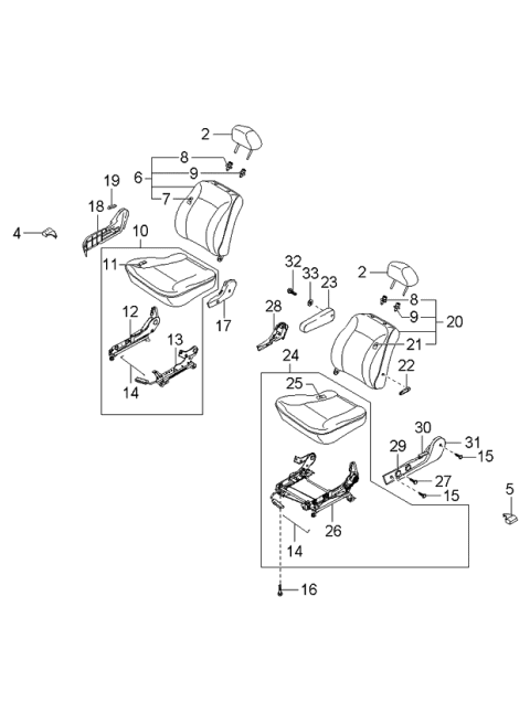 2003 Kia Rio  Cushion Assembly-Front LH Diagram for 88101FD581090