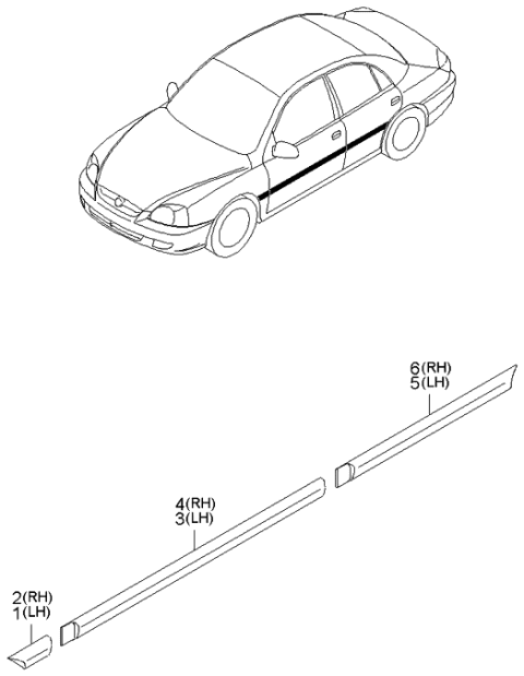 2000 Kia Rio  MOULDING Assembly-Rear Door Diagram for 87732FD000XX