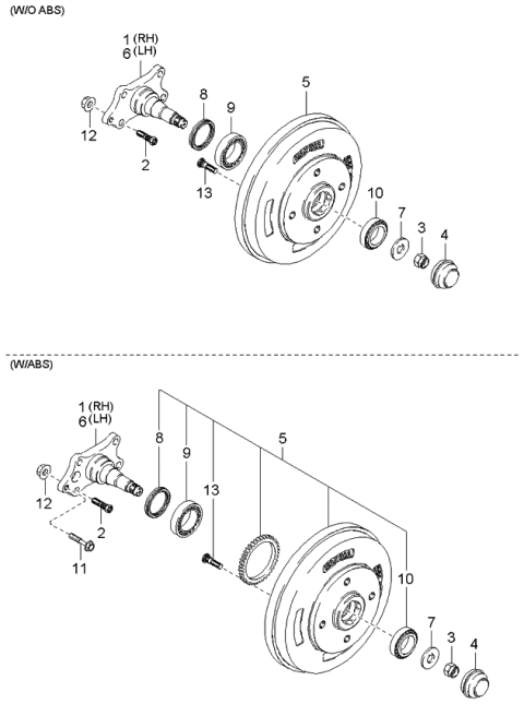 2001 Kia Rio  Inner Wheel Bearing Diagram for MB00233047