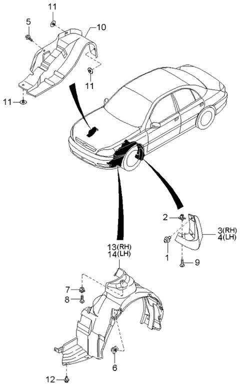 2000 Kia Rio  FASTENER Diagram for KKY0368865