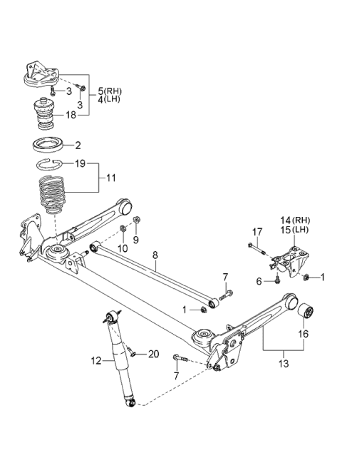 2000 Kia Rio  Rear Coil Spring Diagram for 0K30A28011D