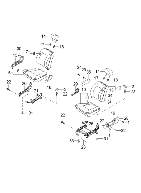 2003 Kia Rio  Cover-Adjust, Rear, No Diagram for 0K30C570B1B08