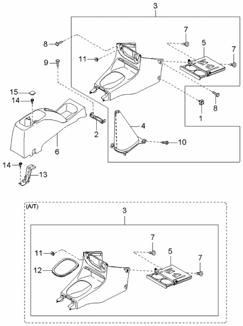 2005 Kia Rio  Bracket-Front Console Diagram for 0K30A64316
