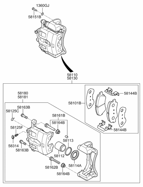 2013 Kia Rio  Spring-Pad Diagram for 581442K200