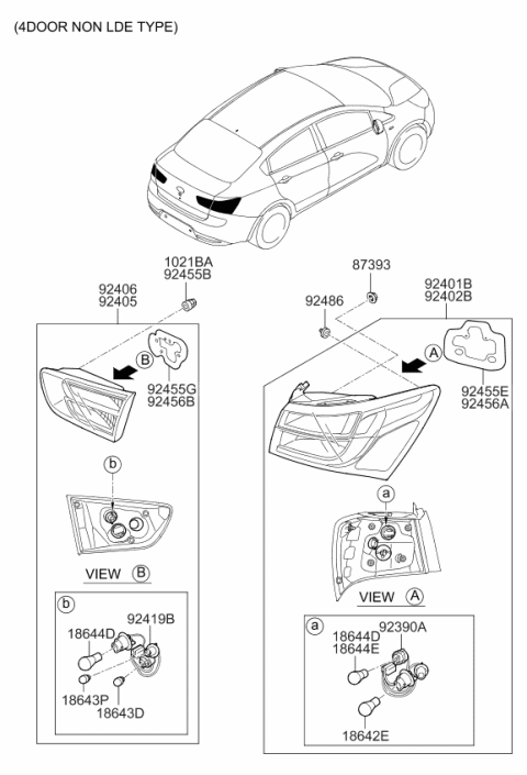 2012 Kia Rio  Bulb Holder & Wiring Assembly Diagram for 924521W000