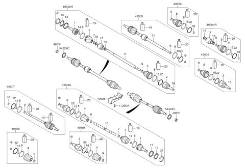2012 Kia Rio Joint Kit-Front Axle Differential Diagram for 495821W100
