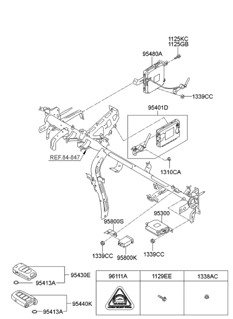 2013 Kia Rio  Tire Pressure Monitoring Sensor Module Assembly Diagram for 958003X000