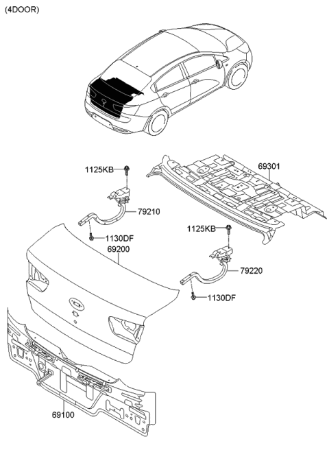 2014 Kia Rio  Panel Assembly-Back Diagram for 691001W010