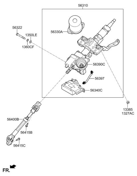 2014 Kia Rio  Column Assembly-Upper Diagram for 563101W100