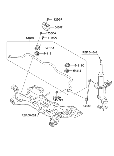 2015 Kia Rio  Bar Assembly-Front Stabilizer Diagram for 548101W000