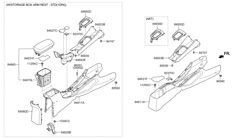 2013 Kia Rio  Console Armrest Assembly Diagram for 846601W000HU